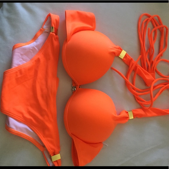SOLD NEW Bella Kaleigh bright orange bikini M - Picture 2 of 4